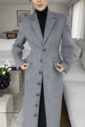 Manteau long tailleur boutonné – Élégance structurée