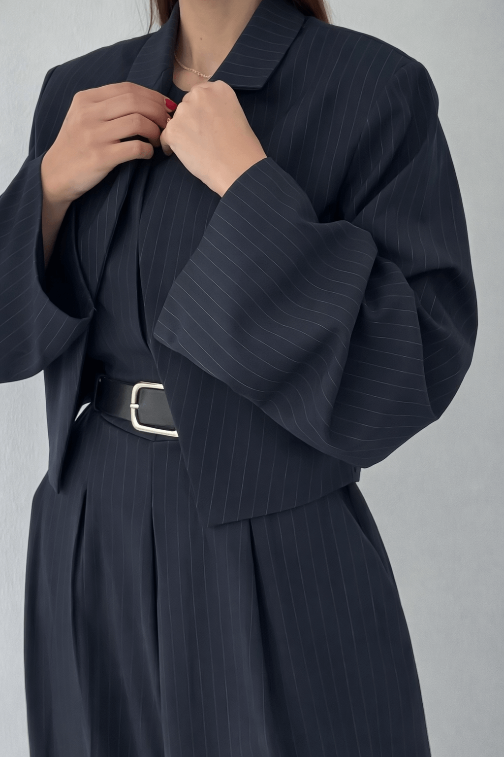Ensemble Tailleur Rayé Couture Structuré – Édition Limitée