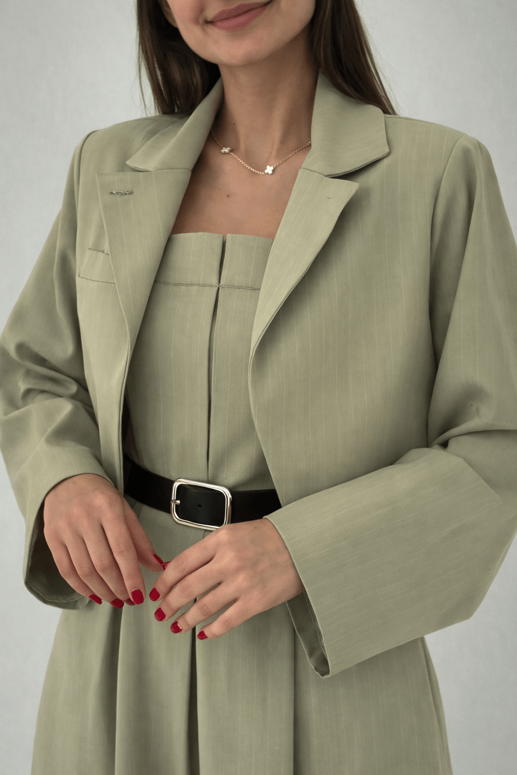Ensemble Tailleur Rayé Couture Structuré – Édition Limitée
