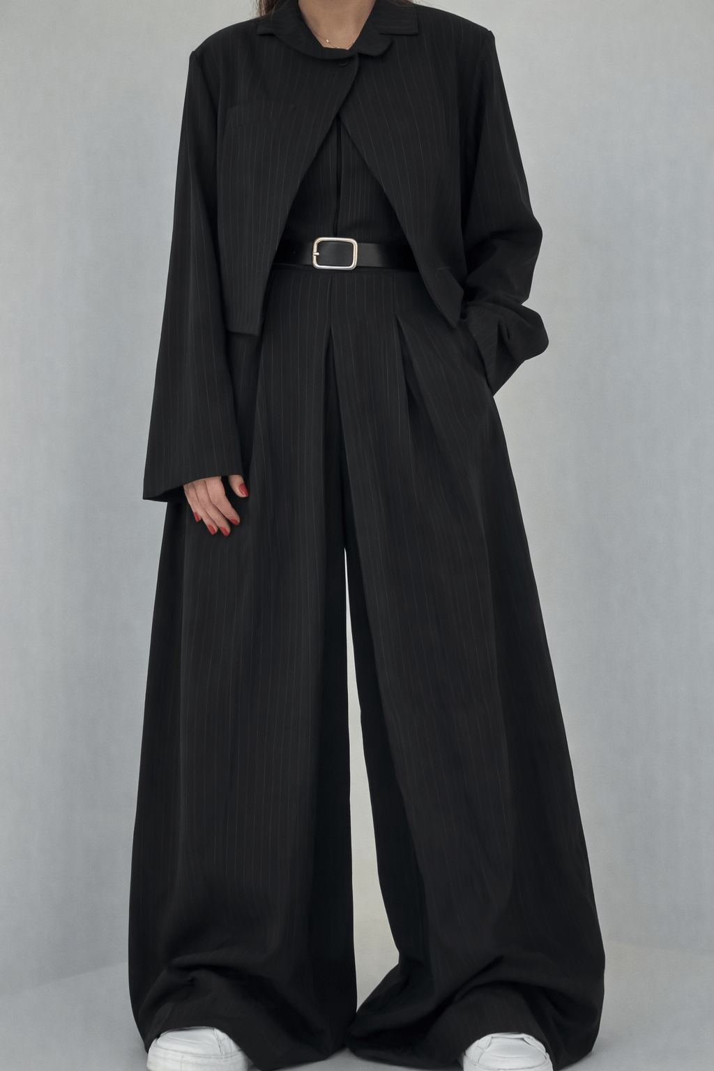 Ensemble Tailleur Rayé Couture Structuré – Édition Limitée