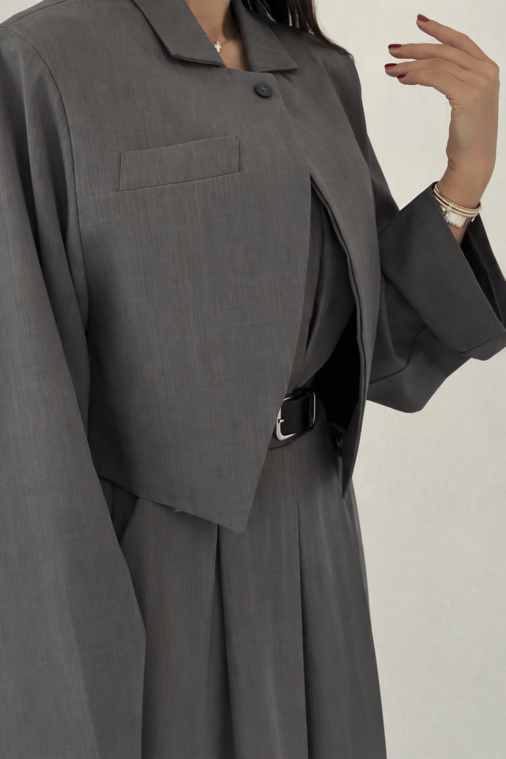 Ensemble Tailleur Rayé Couture Structuré – Édition Limitée