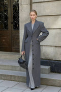 Manteau long gris structuré