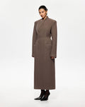 Manteau long marron structuré
