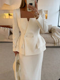 Tailleur jupe blanc structuré