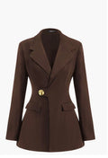 Blazer marron structuré à bouton décoratif