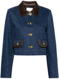 Veste courte bleue avec col contrastant