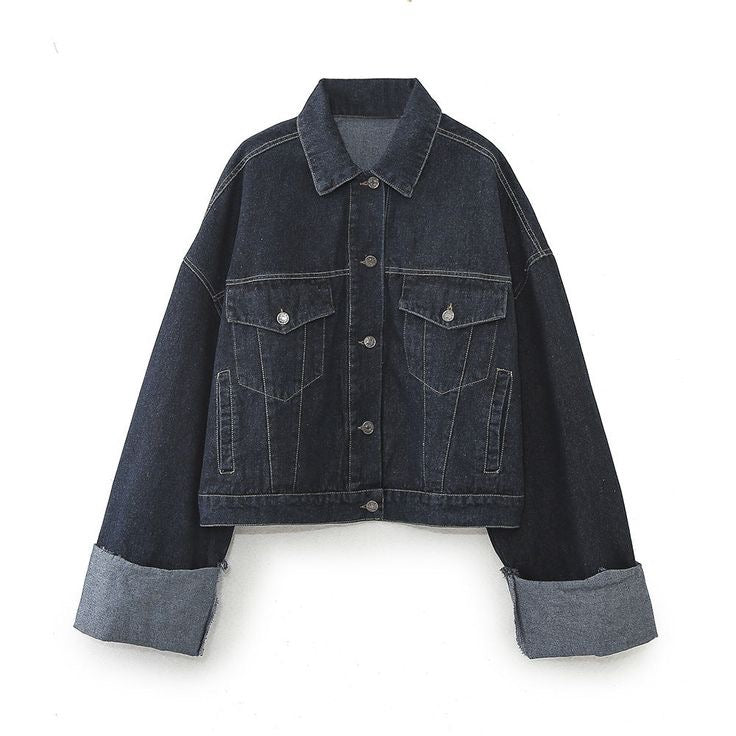 Veste en jean oversize bleu foncé