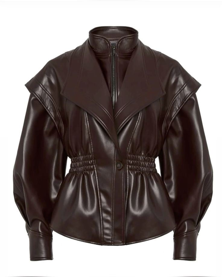 Veste marron effet cuir cintrée