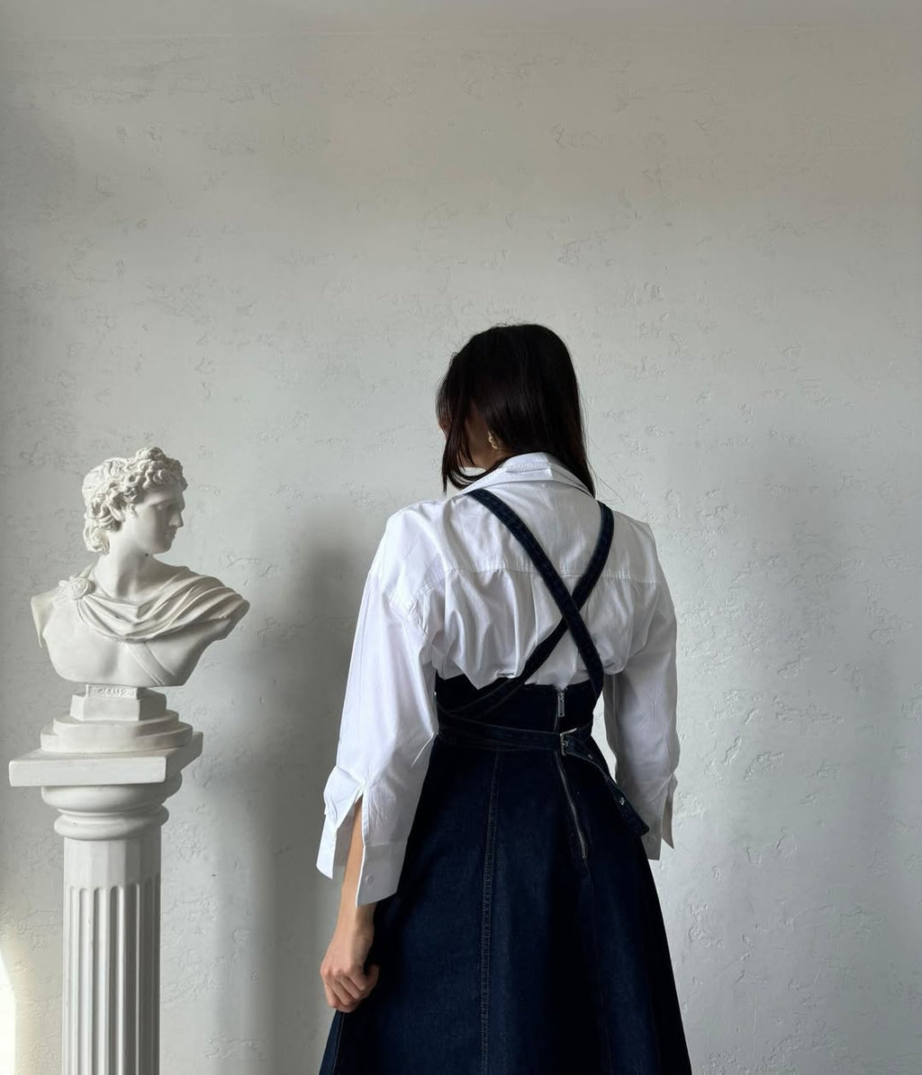 Robe Salopette Longue en Jean – Style Chic & Moderne