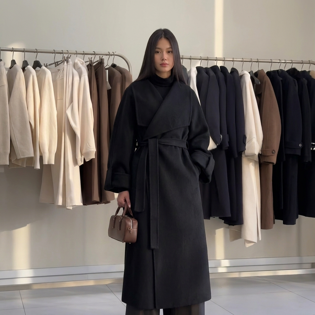 Manteau long ceinturé – Élégance intemporelle