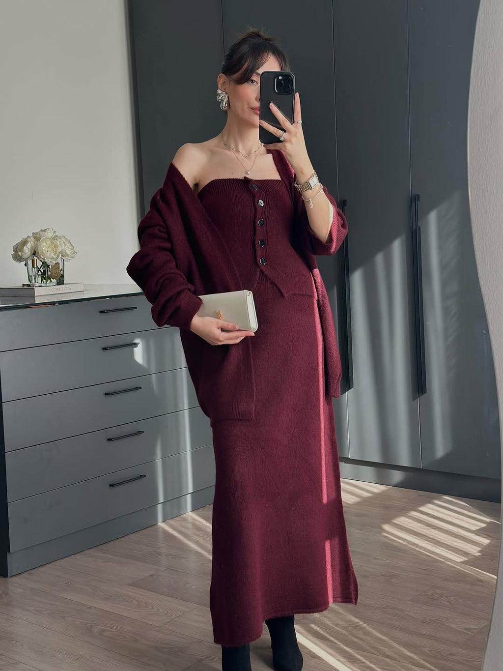 Ensemble Maille Longue avec Cardigan