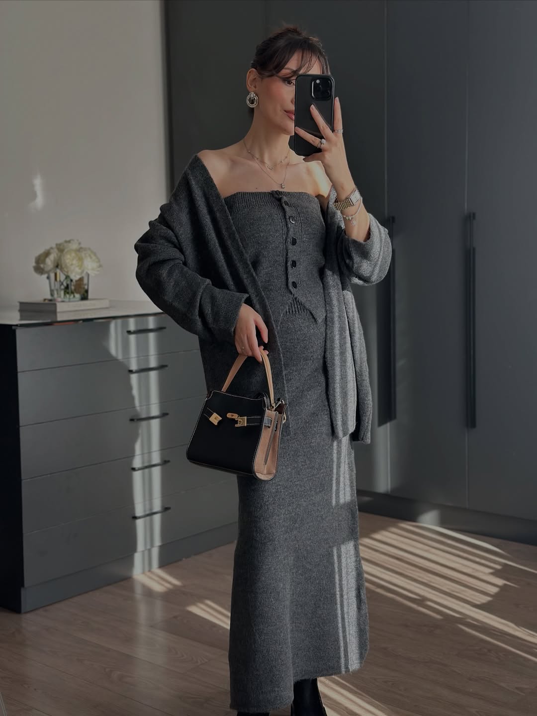 Ensemble Maille Longue avec Cardigan